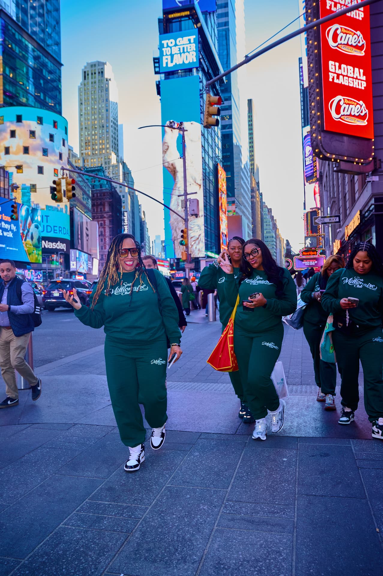 Spa Millionaire Club members walking through Times Square at the NYC Meet Up